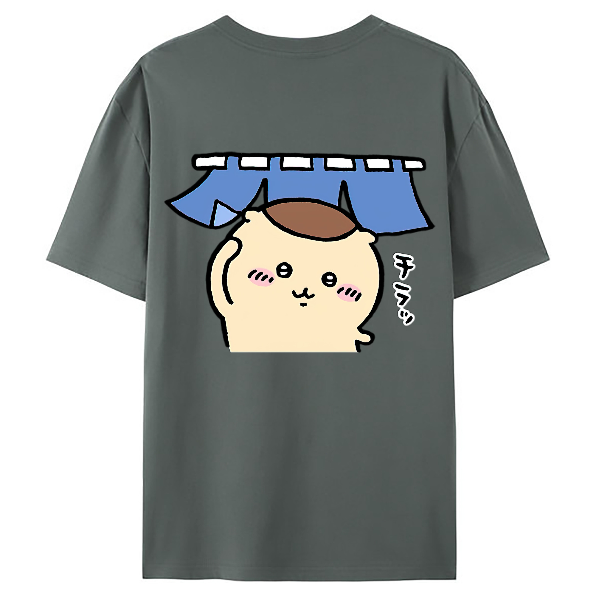 （画像用） ちいかわ くりまんじゅう Chii-kawa kuri manjū 綿100％ メンズ半袖Tシャツ（バックプリント） 通気性